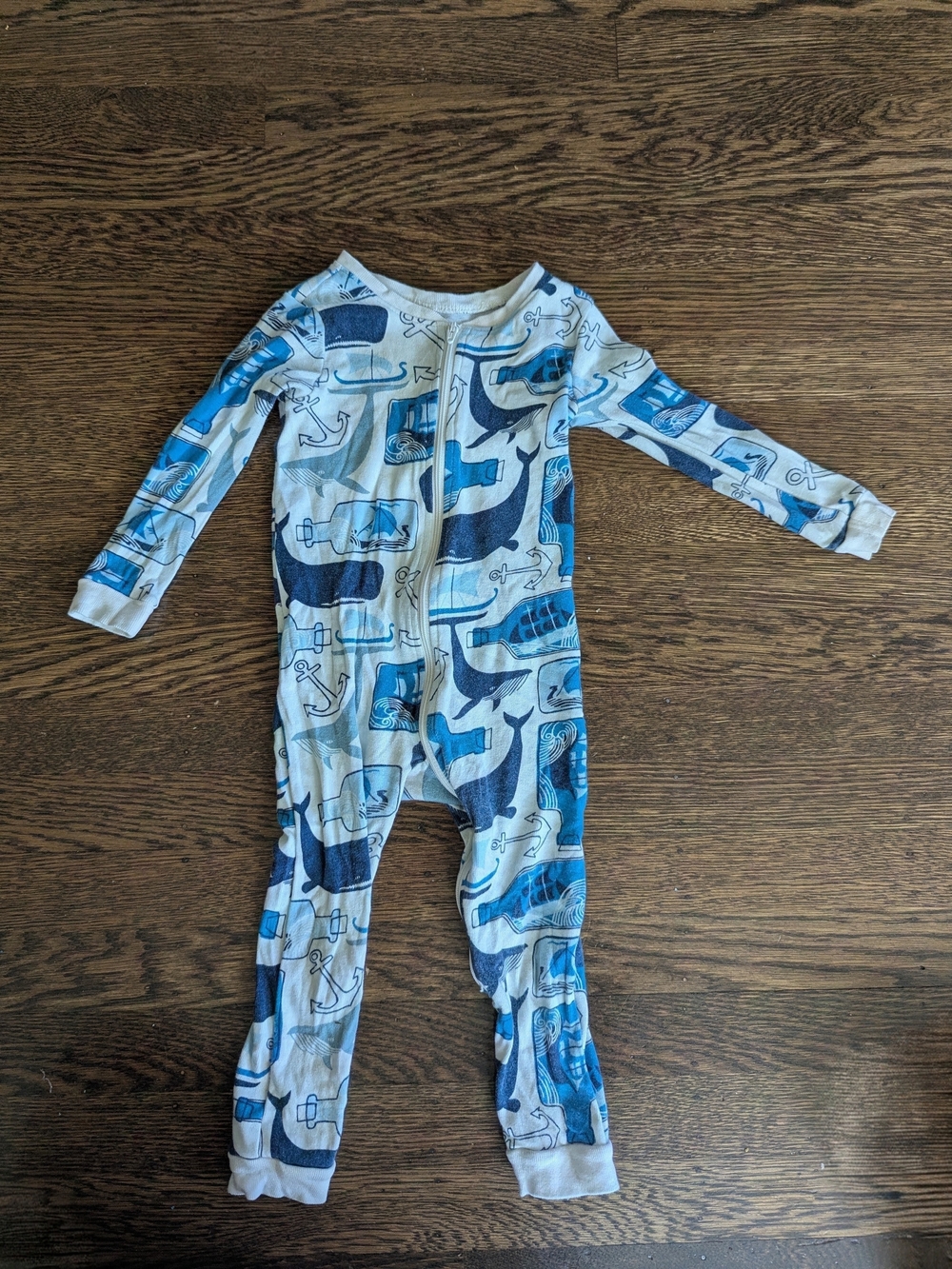 Tea Collection Whale Zip Romper 12–18 Months Blue Nautical One Piece